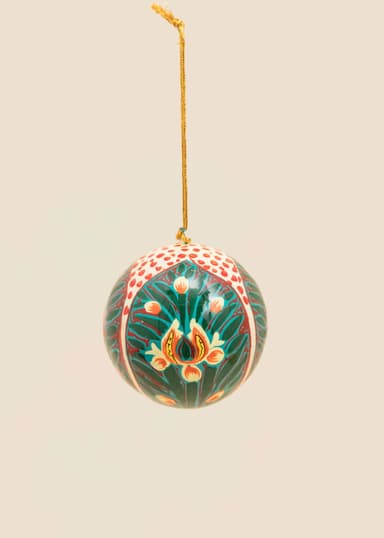KASHMIR Handmålad julkula - Grön 1 - Indiska