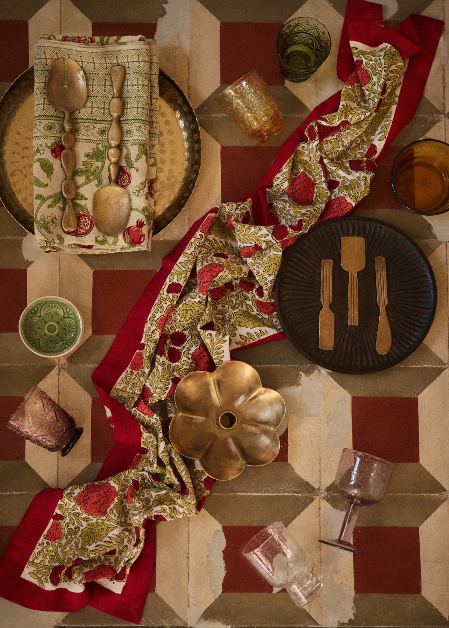 Viny Blocktryckt löpare 40x150 cm - Röd 1 - Indiska