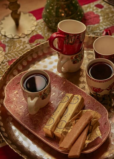 SONA Käsinmaalattu kivitavaratarjotin - Vaaleanpunainen 1 - Indiska