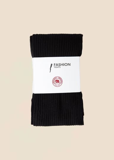 RIB Ribbed tights - Svart 1 - Indiska