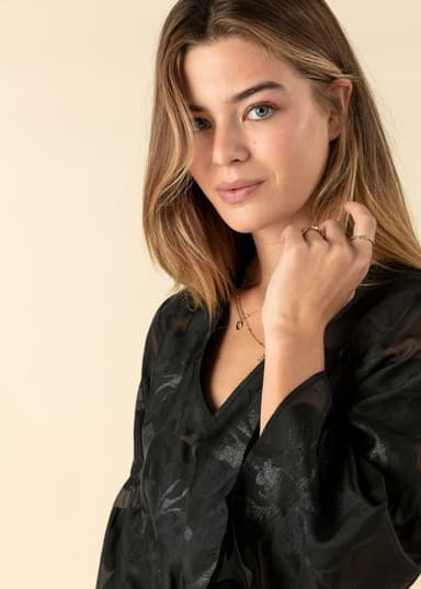 REBECKA Pitkä jakardikuvioitu mekko - Musta 3 - Indiska