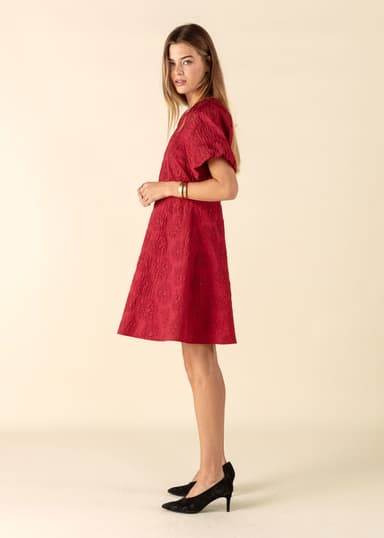 ASHLEY Punainen jakardikuvioitu mekko - Punainen 5 - Indiska