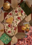 Block printed Christmas Stocking - GreenRed