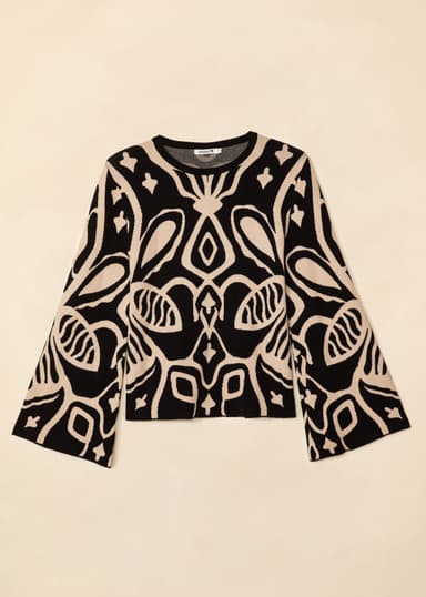 LEONA Jacquardstrikket genser - Svart 5 - Indiska