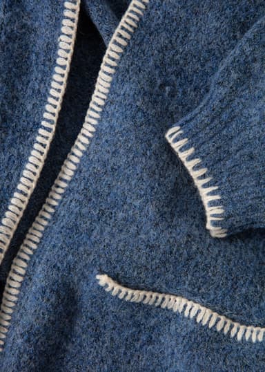 VANESSA Lang cardigan med dekorative sømmer - Blå 6 - Indiska