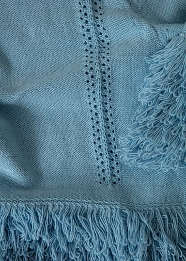 ALMA Stickad tröja med fransar - Blå 7 - Indiska