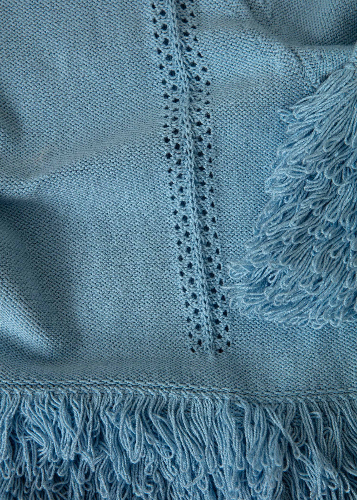 ALMA Stickad tröja med fransar - Blå 7 - Indiska