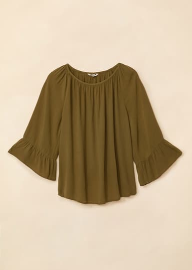 DOLLIE Bluse med 3/4 ermer - Grønn 5 - Indiska