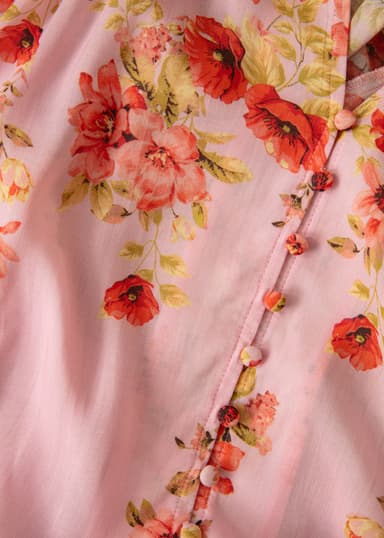 CORALIE Mønstret langermet bluse - Rosa 6 - Indiska