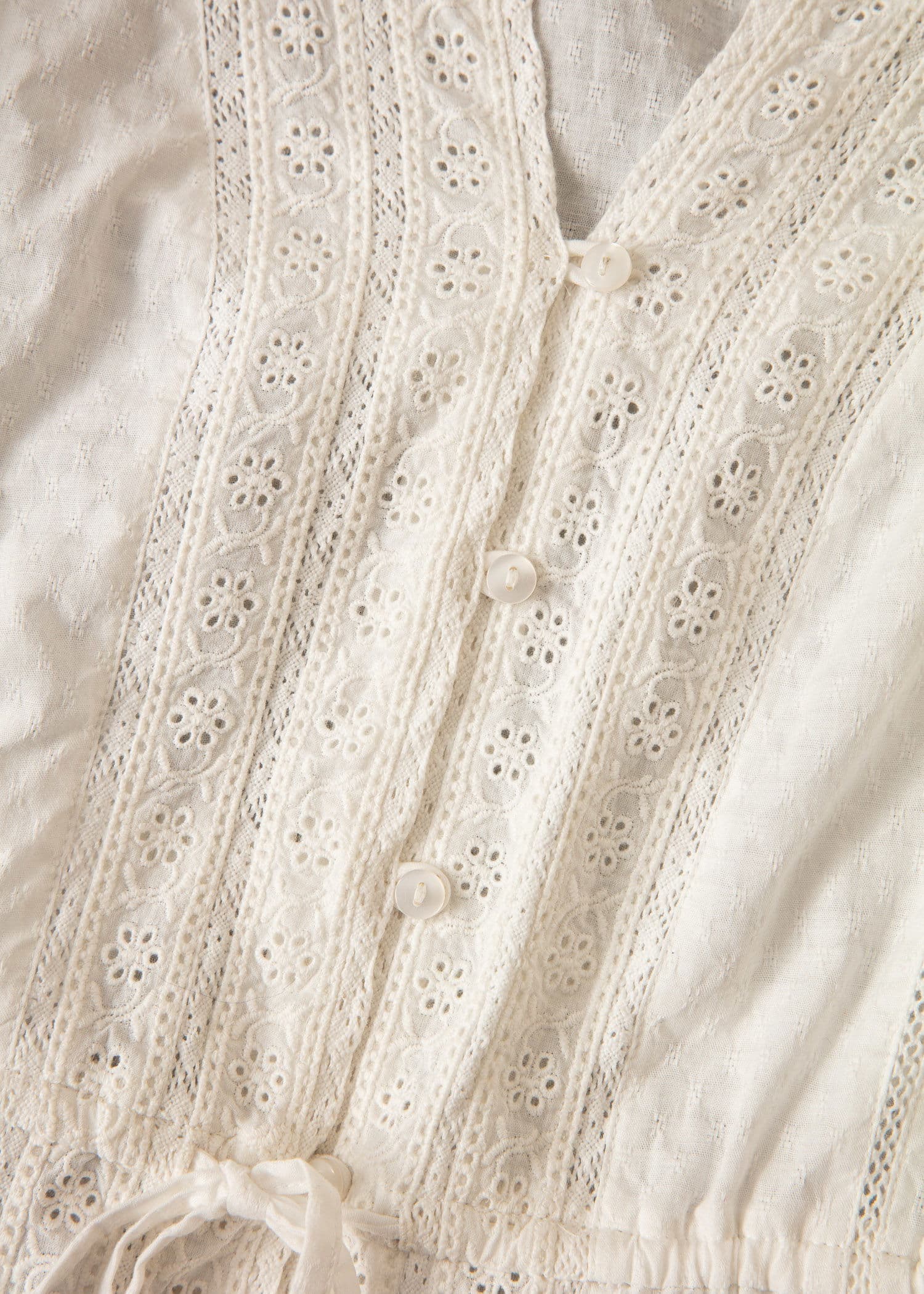 WINNIE Dobbybluse med blonder - Hvit 6 - Indiska