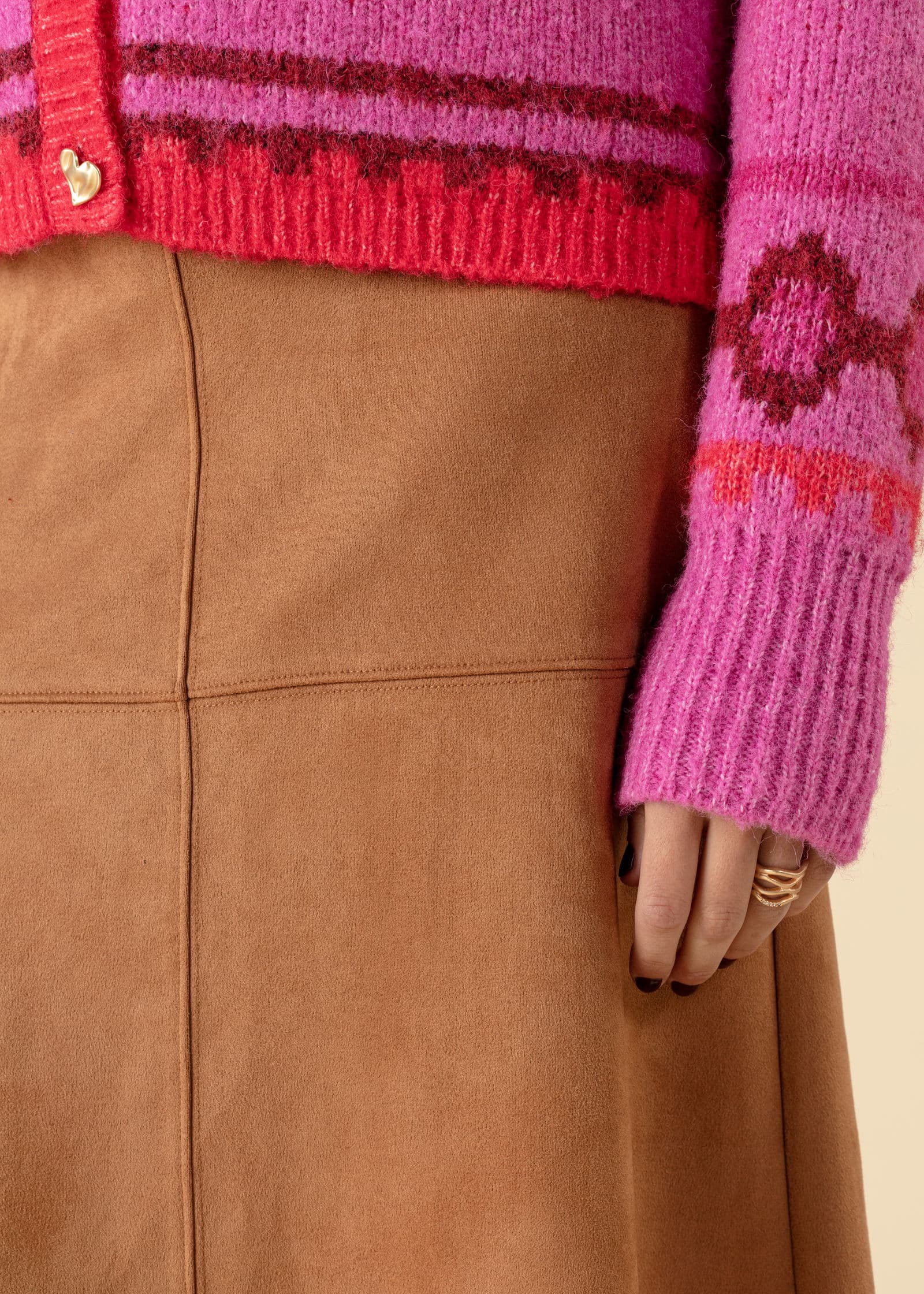 ALINA Kort jerseyskjørt - Brun 3 - Indiska