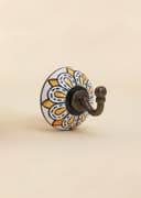 CERAMIC HOOK W. COLORED FLOWER - YELLOW