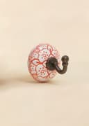 CERAMIC HOOK W. FLORAL OUTLINE - RED
