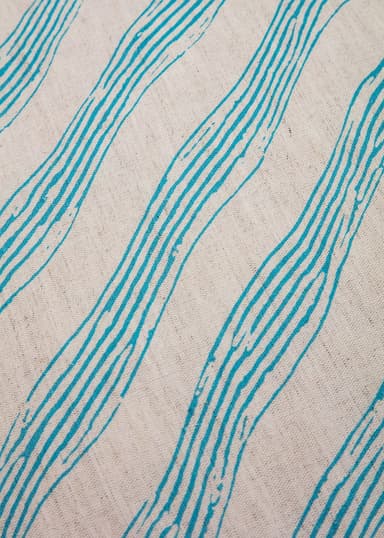 Wave Blått kuddfodral i bomull & lin - Blå 3 - Indiska