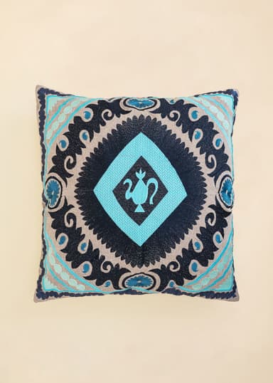 Suzi Broderat kuddfodral - Blå 1 - Indiska