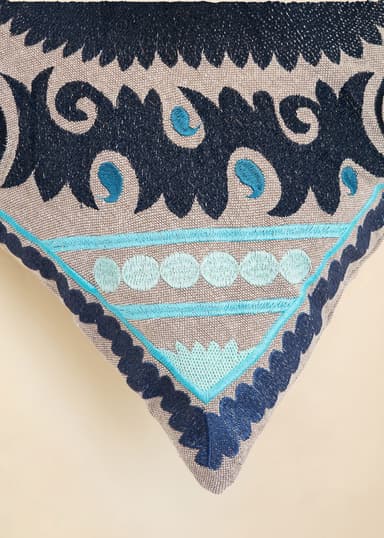 Suzi Broderat kuddfodral - Blå 3 - Indiska