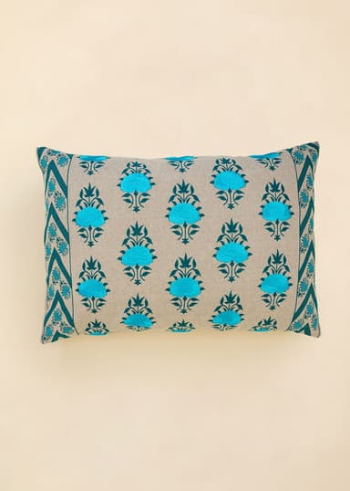 Zara Broderat kuddfodral  - Blå 1 - Indiska