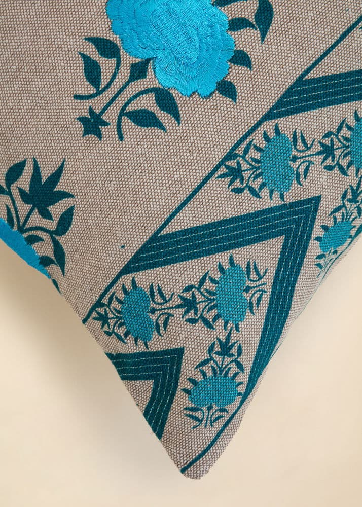 Zara Broderat kuddfodral  - Blå 3 - Indiska