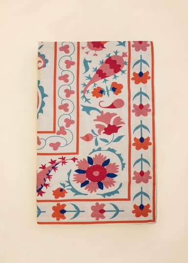 Veda Mönstrad bordsduk i bomull & lin  - Orange 1 - Indiska