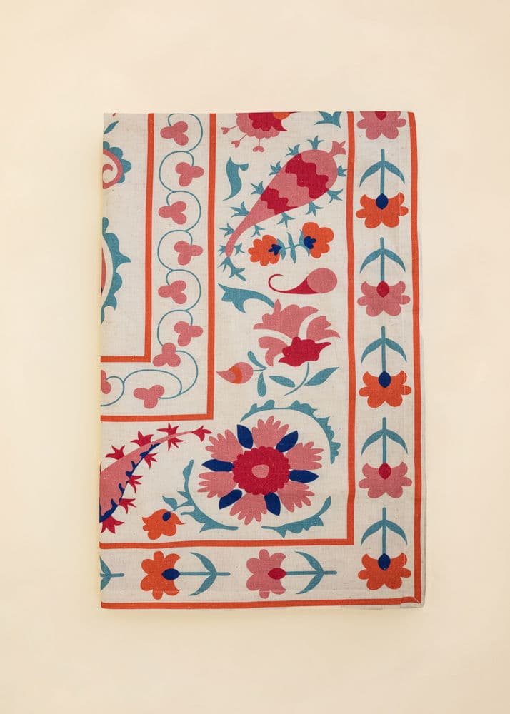 Veda Mönstrad bordsduk i bomull & lin  - Orange 1 - Indiska