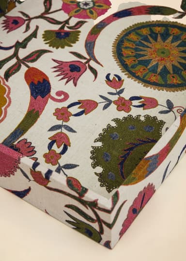 AKIRA Kukallinen puuvilla- ja pellavatarjotin - Valkoinen 2 - Indiska