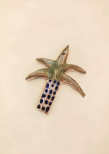 KILIIM Kivinen käsinmaalattu palmukoriste - Vihreä 1 - Indiska