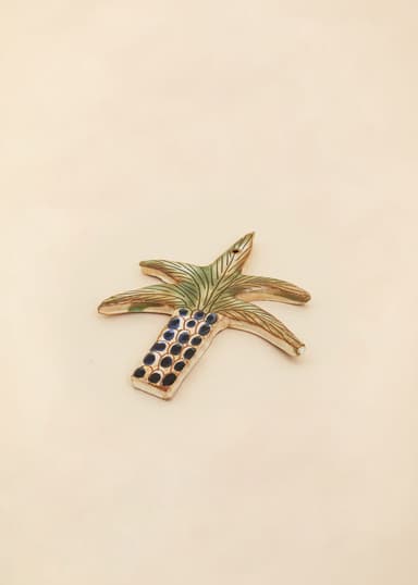 KILIIM Kivinen käsinmaalattu palmukoriste - Vihreä 2 - Indiska