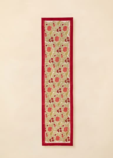 Viny Käsinpainettu kaitaliina 40x150 cm - Punainen 4 - Indiska