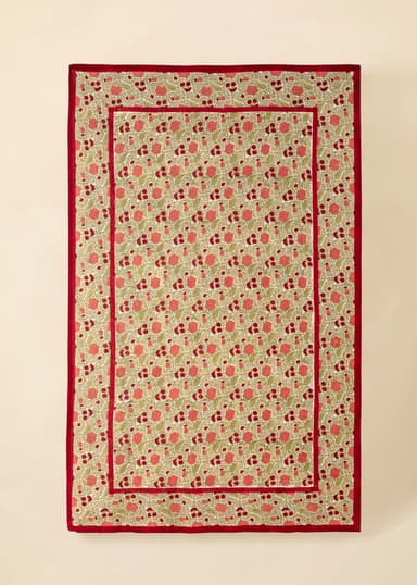 Viny Käsin painettu pöytäliina 150x250 cm - Punainen 2 - Indiska