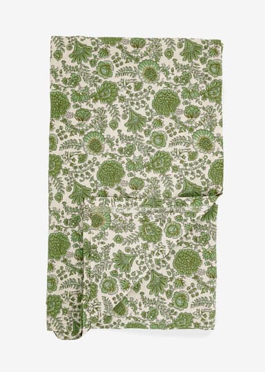 Neha Kuviollinen puuvillainen pöytäliina - Vihreä 1 - Indiska