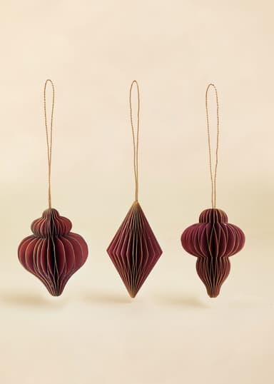 PAPER Joulukoristeet – kolmen kappaleen pakkaus - Punainen 1 - Indiska