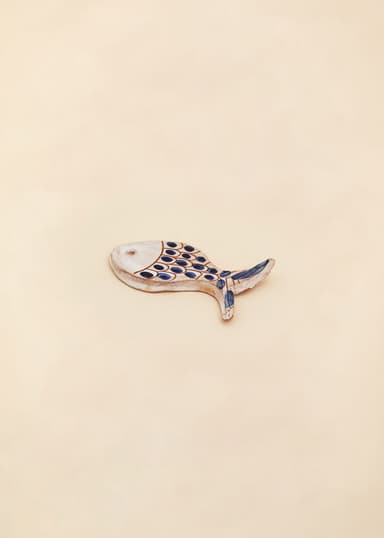 KILIIM Kivitavarasta valmistettu käsinmaalattu kalakoriste - Sininen 2 - Indiska