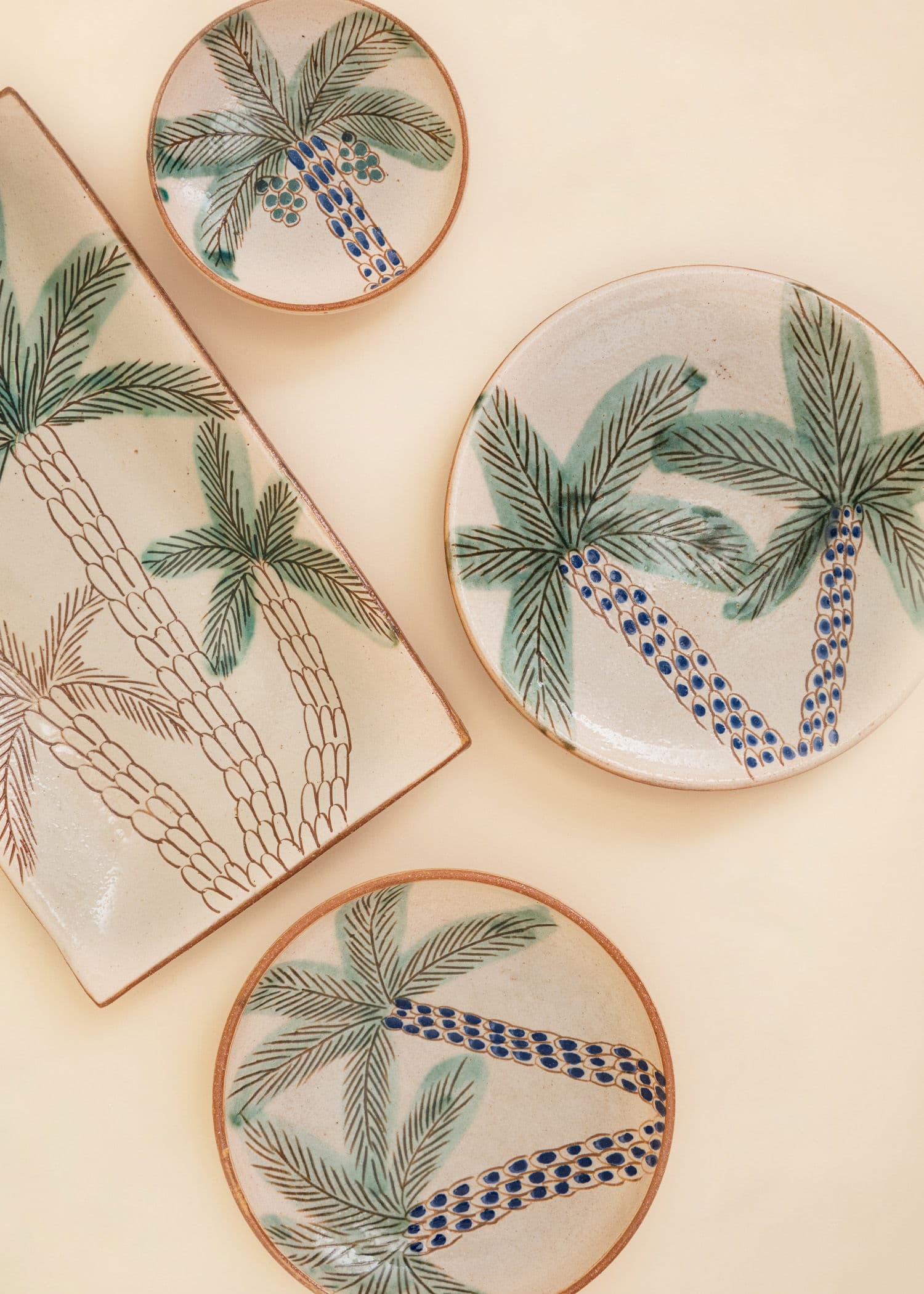 KILIIM Käsinmaalattu pieni lautanen - Vihreä 2 - Indiska