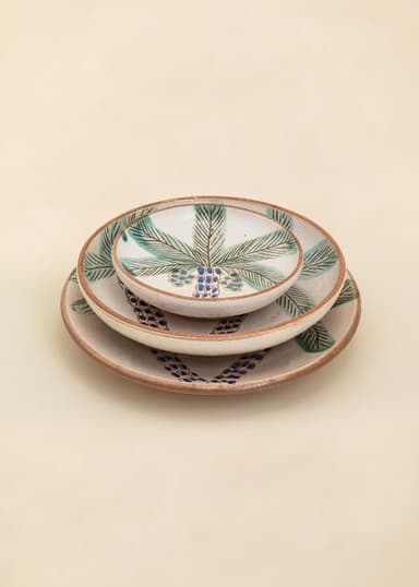 KILIIM Käsinmaalattu pieni lautanen - Vihreä 3 - Indiska