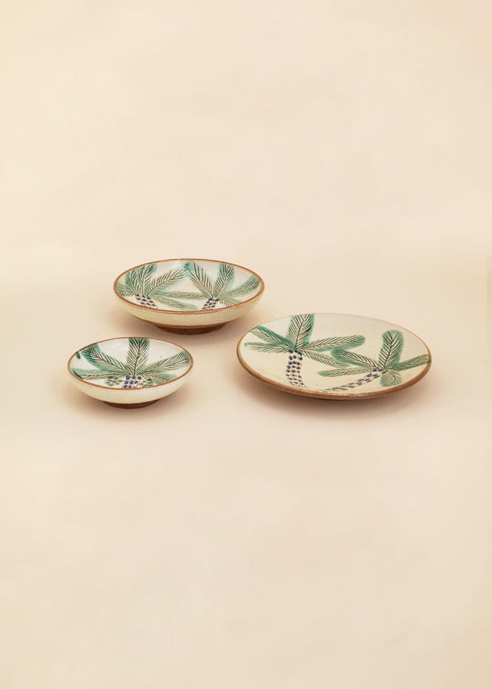 KILIIM Käsinmaalattu lautanen - Vihreä 5 - Indiska