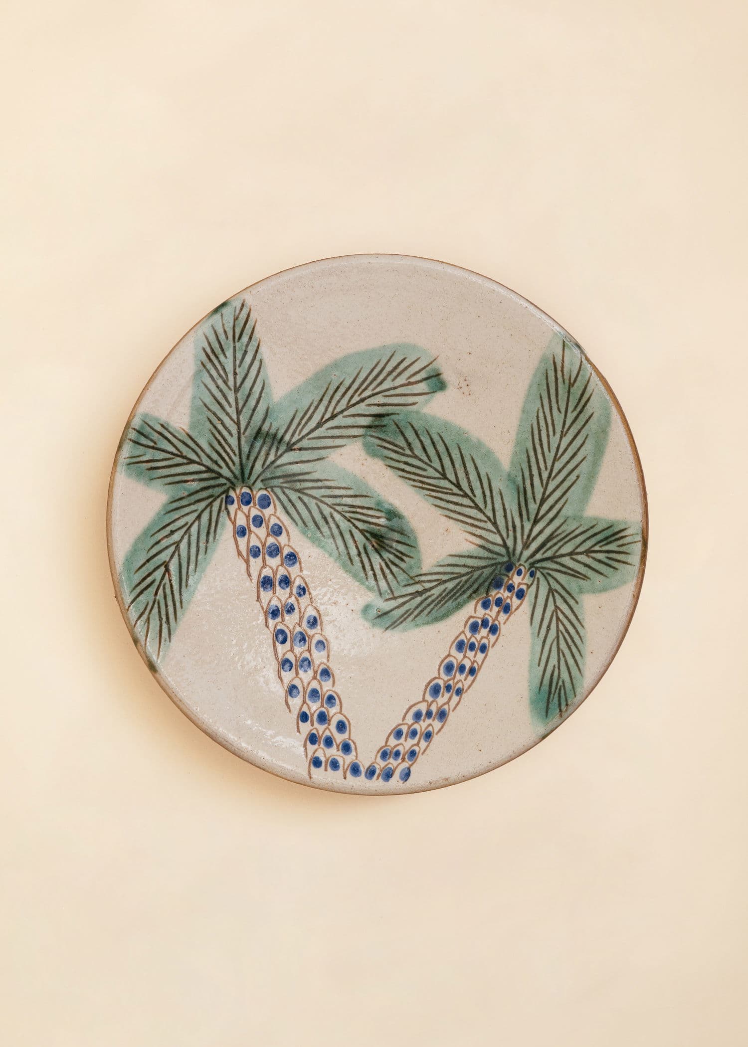 KILIIM Käsinmaalattu iso lautanen - Vihreä 1 - Indiska