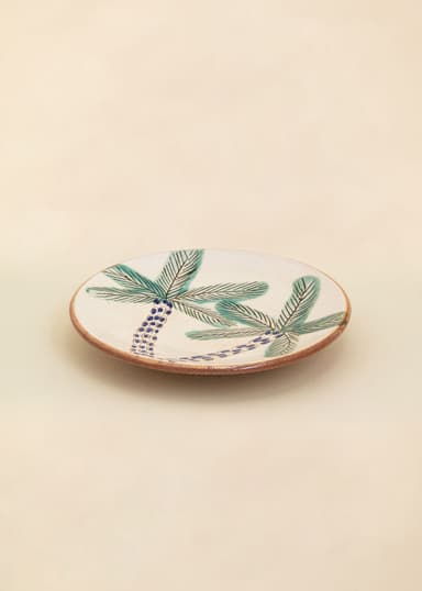 KILIIM Käsinmaalattu iso lautanen - Vihreä 5 - Indiska