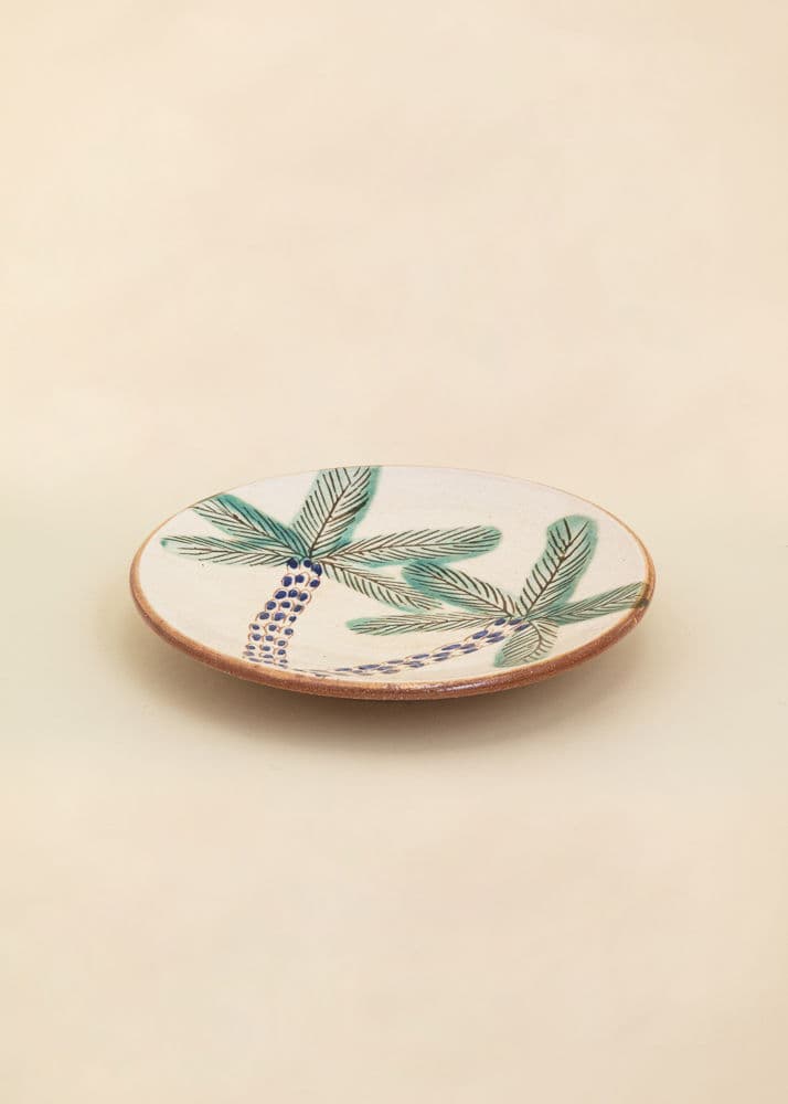 KILIIM Käsinmaalattu iso lautanen - Vihreä 5 - Indiska