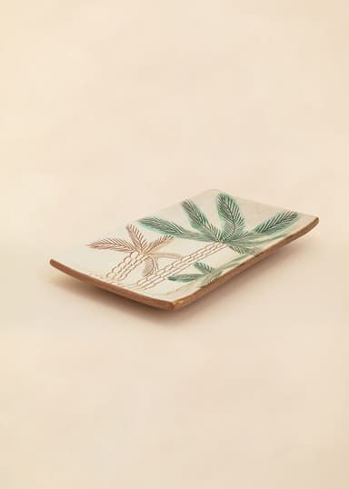 KILIIM Käsinmaalattu pitkä tarjotin - Vihreä 5 - Indiska