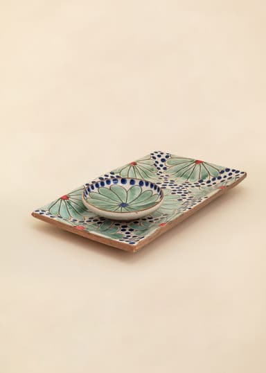 KILIIM Käsinmaalattu pitkä tarjotin - Multi 6 - Indiska