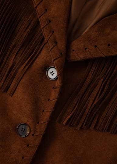 DOLORES Brun jakke i semsket skinn med frynser - Brun 6 - Indiska