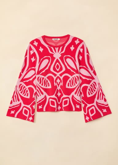 LEONA Neulottu jakardipusero - Punainen 5 - Indiska