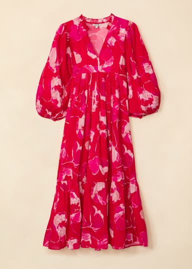 CORNELIA Kuviollinen puuvillamekko - Punainen 5 - Indiska