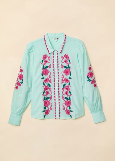 NATASHA Kirjailtu kukkapusero - Vihreä 5 - Indiska