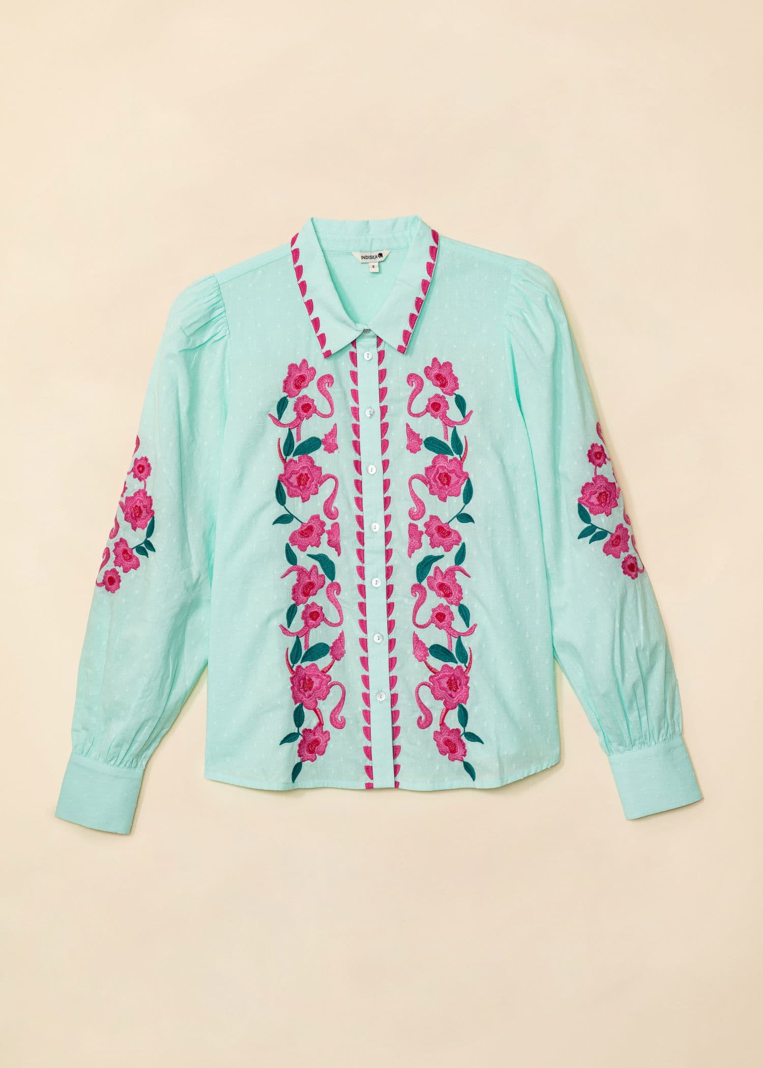 NATASHA Kirjailtu kukkapusero - Vihreä 5 - Indiska