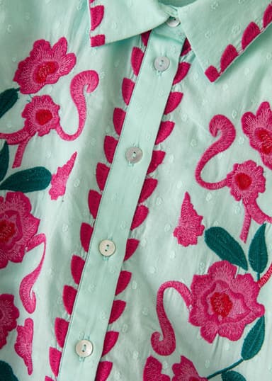 NATASHA Kirjailtu kukkapusero - Vihreä 6 - Indiska