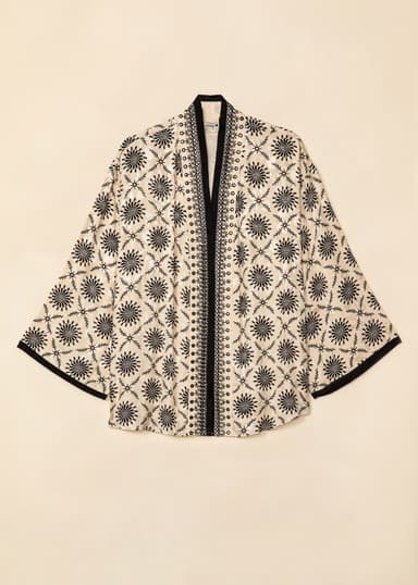 IRIDA Kirjailtu lyhyt kimono - Valkoinen 6 - Indiska