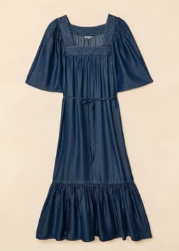 KHALO TENCEL DRESS - DKBLUE
