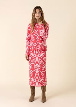 LEONA JACQUARD SKIRT - RED