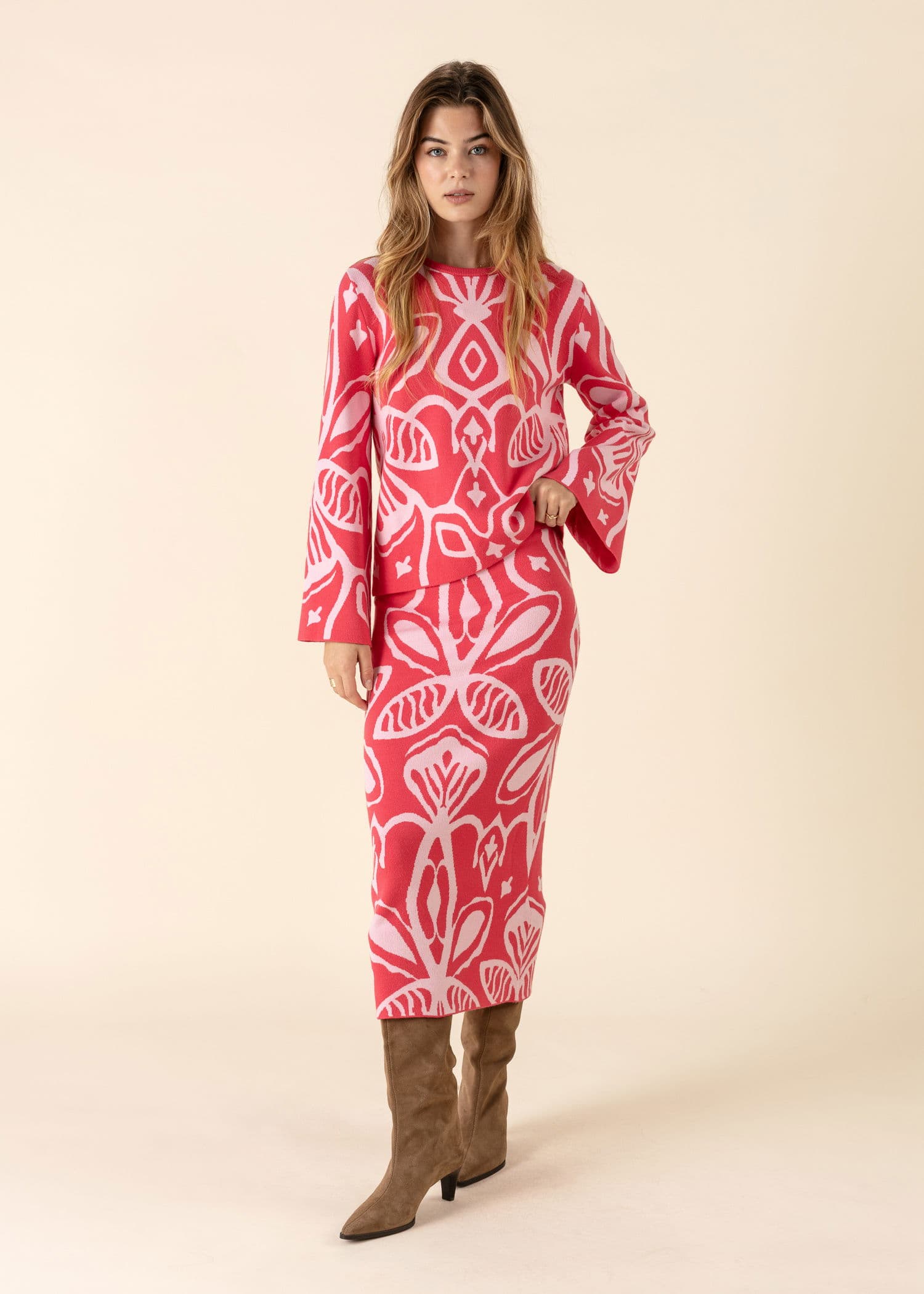 LEONA Jakardineulehame - Punainen 5 - Indiska